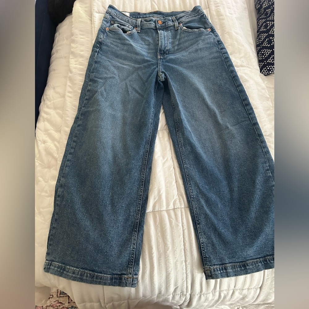 Gap High Rise Stride Ankle Denim Jeans Size 30 10R Medium Indigo Blue